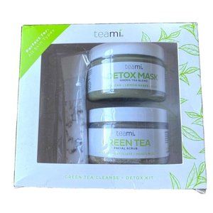 teami GREEN TEA CLEANSE & DETOX KIT | Scrub, Mask, Brush | 3 piece set | NEW